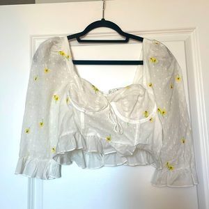 For Love & Lemons Abby Crop with Daisy Print